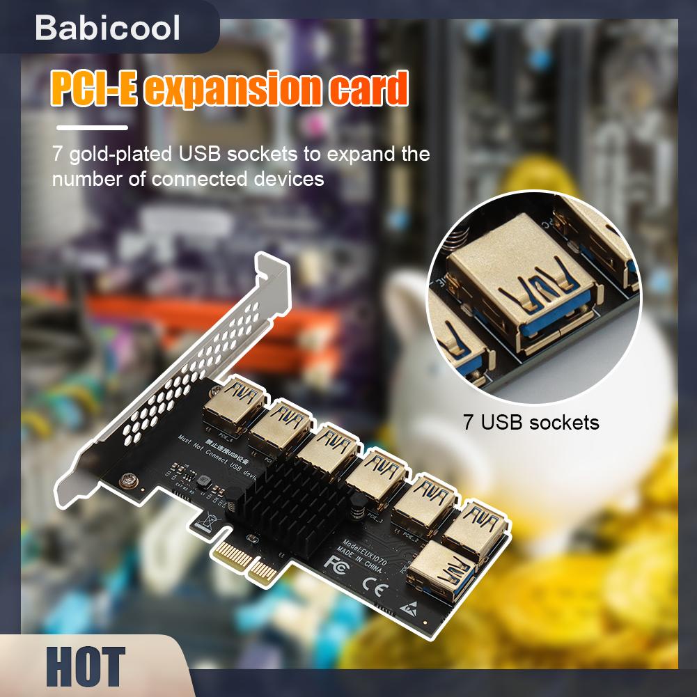 babicool-อะแดปเตอร์การ์ดไรเซอร์-pci-e-1x-1-เป็น-7-pci-express-usb-3-0