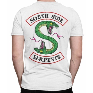 เสื้อยืดสีขาวเสื้อยืดคอกลม ผ้าฝ้าย พิมพ์ลาย Riverdale South Side Serpents สีขาว แฟชั่นฤดูร้อน สําหรับผู้ชายS-4XL