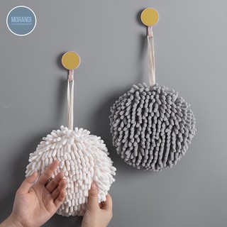 สินค้า Morandi ผ้าเช็ดมือ ผ้าเช็ดมือแบบแขวน ลูกบอลดูดน้ำแห้ง  สำหรับห้องน้ำและห้องครัว