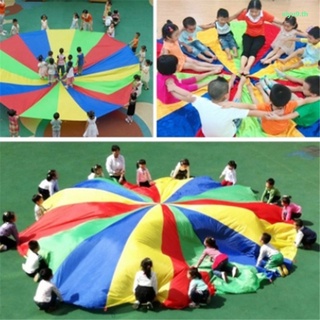 6.5ft 2M Kids Children Play Rainbow Parachute 8 Handles Outdoor Game Exercise Sport