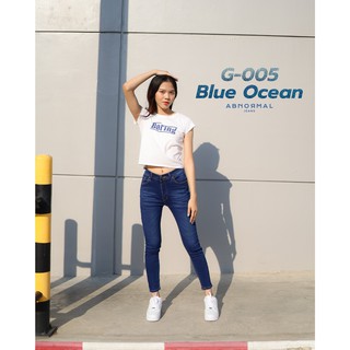NEW!!! Blue Ocean - กางเกงยีนส์เอวสูง ทรงสกินนี่ ABnormal Jeans ผ้ายีนส์ยืด เก็บทรงสวย ซิปอย่างดี Thailand Product