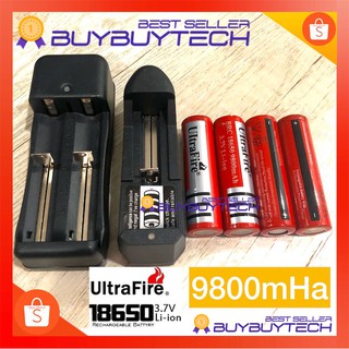 buybuytech 9900mAh ถ่านชาร์จ แท่นชาร์ต ถ่านชาร์ต 18650 UltraFire 3.7V 9900mAh เเท่นชาร์จ USB