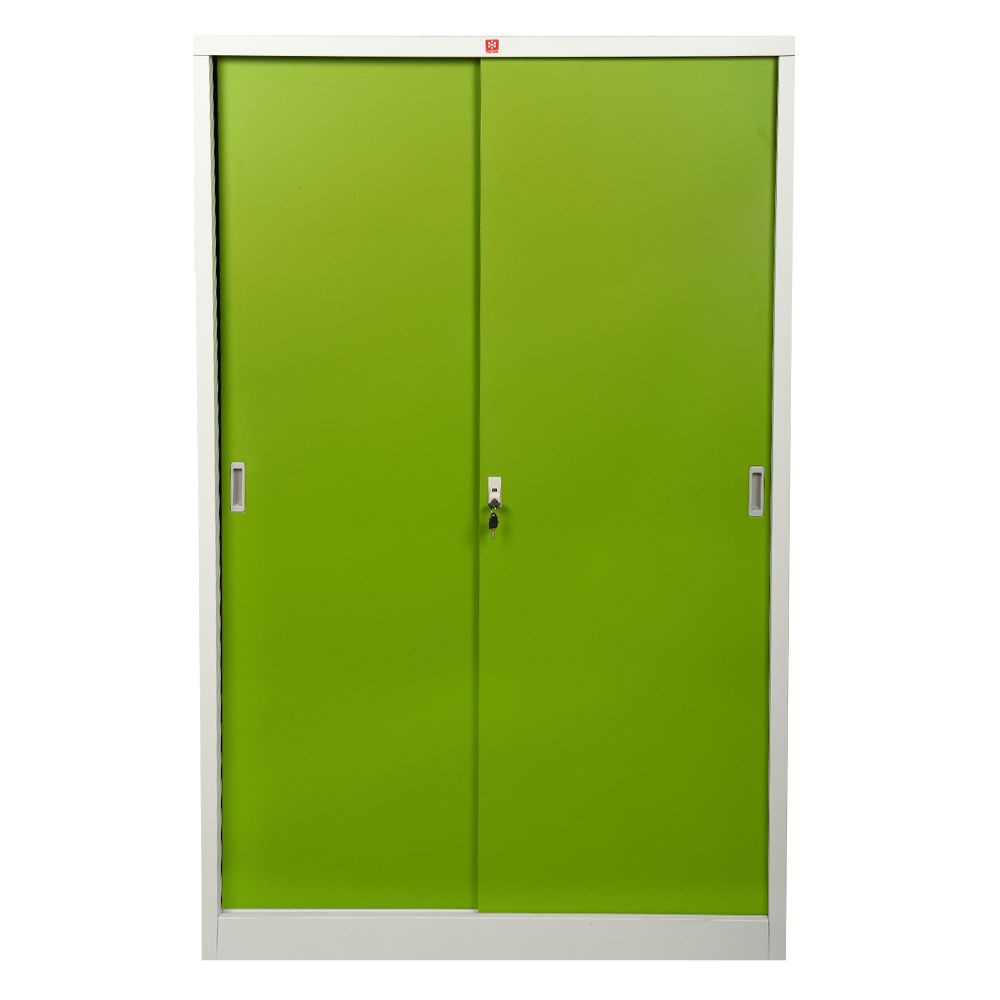 ตู้เสื้อผ้าบานเลื่อนทึบ-lucky-world-kss-126k-gg-สีเขียว-ตู้เสื้อผ้าบานเลื่อน-จาก-lucky-world-โครงสร้างผลิตจากเหล็กที่ได้