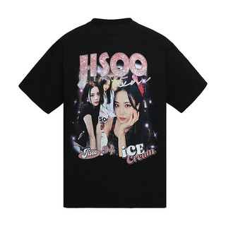เสื้อยืดคอกลม❡ ผ้าฝ้าย แบรนด์น้ำทอดการพิมพ์ตัวอักษร jisoo รูปแบบเดียวกันหลวมแขนสั้นผู้ชายและผู้หญิงเสื้อยืดฮิปฮอป 2022