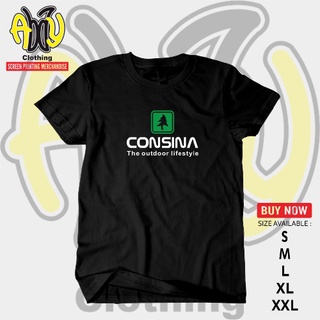 เสื้อยืดแขนสั้น ผ้าฝ้าย พิมพ์ลาย Consina Polyflex Screen 30s สีกรมท่า สีดําสามารถปรับแต่งได้