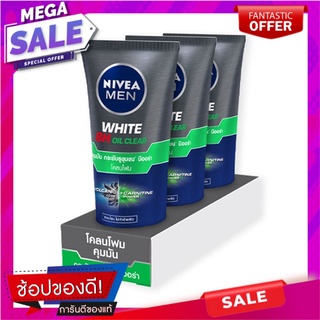 นีเวีย เมน ไวท์ ออยล์ เคลียร์ มัด โฟม 50 กรัม แพ็ค 3 หลอด ผลิตภัณฑ์ดูแลผิวหน้า Nivea Men White Oil Clear Mud Foam 50 g x