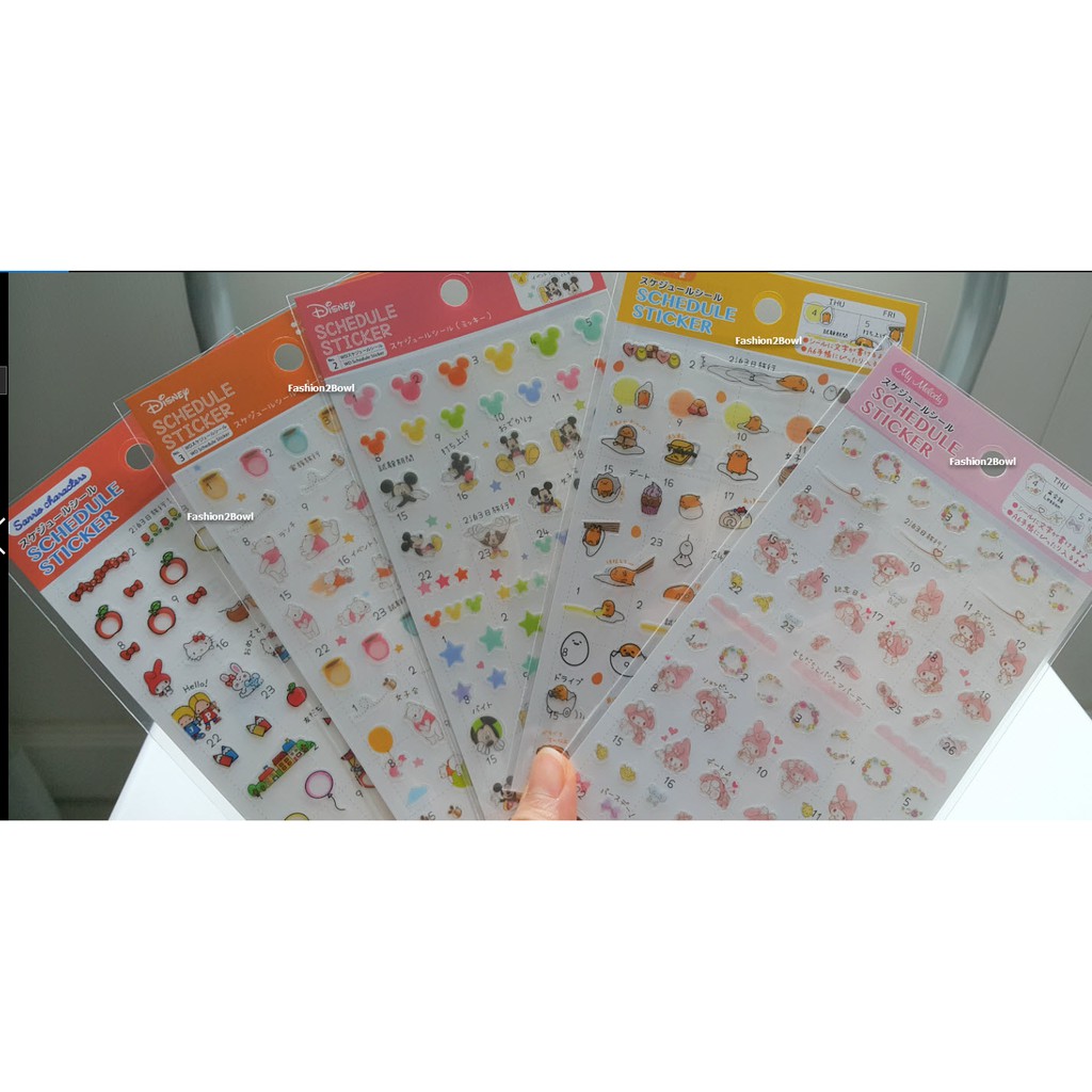 disney-sanrio-schedule-sticker-เริ่มต้น-68-บาท-สติ๊กเกอร์ติดปฎิทิน-สมุดplanner-ญี่ปุ่น-mickey-pooh-my-melody-hello-kitty