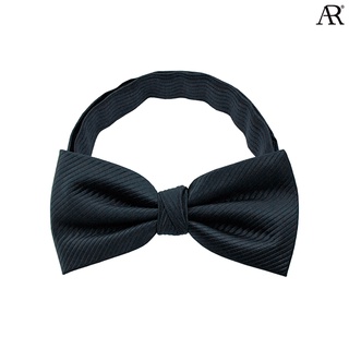 ANGELINO RUFOLO Bow Tie ผ้าไหมทออิตาลี่คุณภาพเยี่ยม โบว์หูกระต่ายผู้ชาย ดีไซน์ Plain สีเทา/สีน้ำตาล