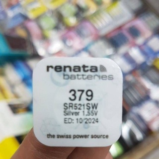 ภาพขนาดย่อของสินค้าถ่านกระดุม Renata 379, SR521SW 1.55V จำนวน 1ก้อน Silver Oxide Battery ของใหม่ Made in Switzerland