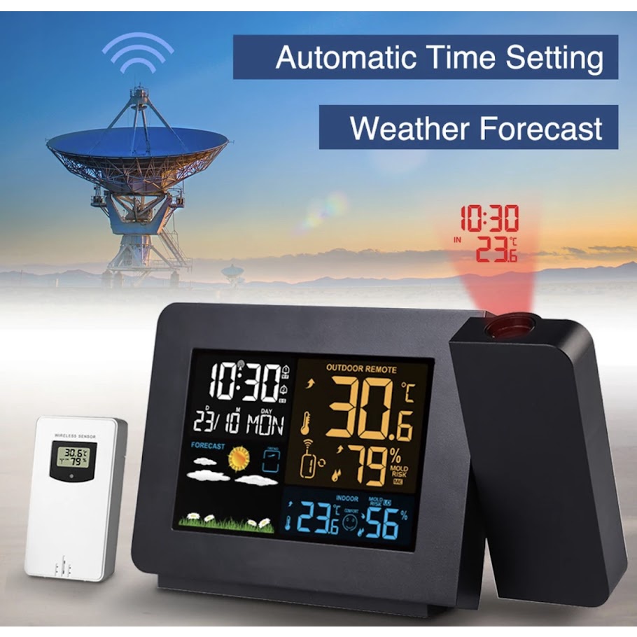 ภาพหน้าปกสินค้าพร้อมส่ง FanJu FJ3391 ดิจิตอลนาฬิกาปลุกเครื่องวัดอุณหภูมิ Snooze เวลานาฬิกาโปรเจคเตอร์ตาราง จากร้าน smartit2020 บน Shopee