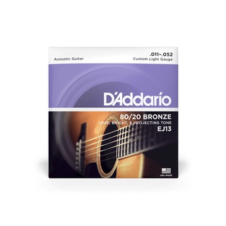 สายกีตาร์โปร่ง เบอร์ 11 D’Addario EJ13 80/20 Bronze Custom Light 011-052