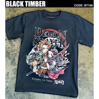 เสื้อยืดผ้าฝ้ายพรีเมี่ยม BT 166 Demon Slayer เสื้อยืด สีดำ BT Black Timber T-Shirt ผ้าคอตตอน สกรีนลายแน่น S M L XL XXL