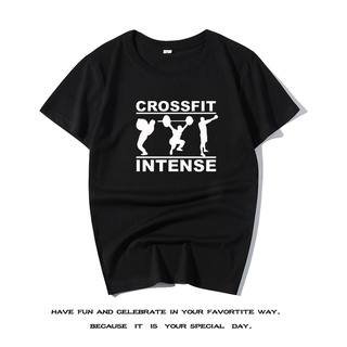 เสื้อผ้าผชเสื้อยืดแขนสั้น พิมพ์ลาย Crossfit แบบเรียบง่าย เหมาะกับใส่ออกกําลังกาย ยกน้ําหนัก สําหรับผู้ชายS-5XL