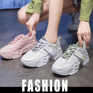 ภาพย่อรูปภาพสินค้าแรกของCOOL SHOES (มาใหม่ AR-04) รองเท้าผ้าใบผู้หญิง เสริมส้น 5 ซม.รองเท้าลำลอง