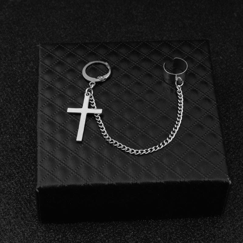 1pcs-chain-connected-cross-pendant-stainless-steel-earrings