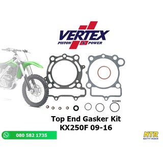 ชุดประเก็น VERTEX ประเก็นฝาสูบ ประเก็นเสื้อสูบ ชุดท๊อปโอเวอร์ฮอล สำหรับ Kawasaki KX250F 09-16 Top End Gasket Kit