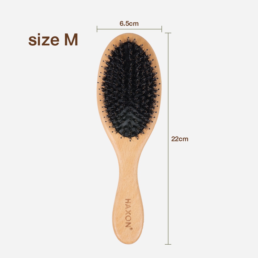 ภาพประกอบของ Haxon Boar-Bristle Hair Brush หวีขนหมูป่าแท้ ขนหมูอัดแน่น หวีลดผมร่วง ช่วยให้ผมเงางาม แก้ผมพันกัน นวดหนังศีรษะ