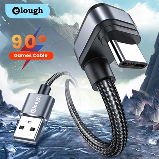 Elough สายเคเบิลข้อมูล Type-C 2.4A USB ชาร์จเร็ว 90 องศา สําหรับ Samsung Xiaomi Redmi