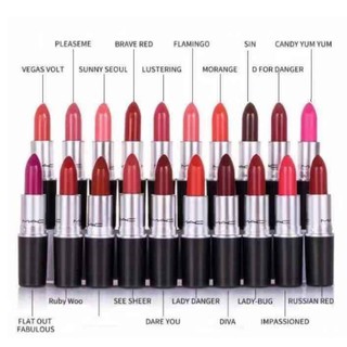 Hot item🔥MAC ลิปสติกของแท้ 100% ลิปสติกยอดฮิต กันน้ำได้ มีหลายเฉดสีให้เลือก Chili/ Russian red/ Ruby woo