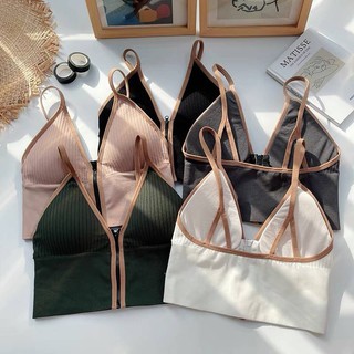 ภาพขนาดย่อของสินค้าสินค้าพร้อมส่งจากไทย Angle Bra  (N471) เสื้อครอปสายเดี่ยวซิปหน้า กระชับ ใส่สบาย เสริมฟองน้ำอย่างดี