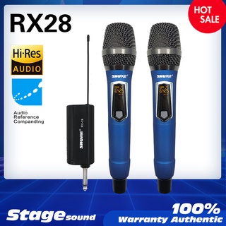 SHURE RX-28 ไมโครโฟนไร้สายระดับมืออาชีพ UHF เข้ากันได้กับอุปกรณ์เสียงหลายตัว คลิกเดียวเปลี่ยนความถี่ ป้องกันการรบกว