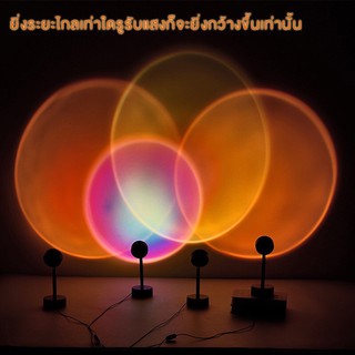 🔥COOD🔥โคมไฟ Led โคมฉายสายรุ้ง พระอาทิตย์ตก โปรเจคเตอร์ Tiktok Rainbow Sunset Projection Lamp โคมไฟโปรเจคเตอร์ ไฟตกแต่งห้