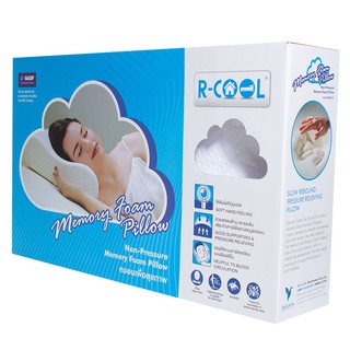 หมอนสุขภาพ หมอนสุขภาพ MEMORY FOAM R-COOL CURVE L หมอนหนุน หมอนข้าง ห้องนอน เครื่องนอน HEALTHY PILLOW 13X22 CURVE L WHITE