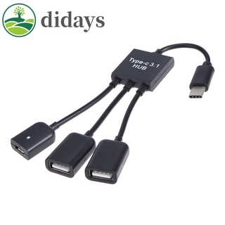 Didays 11 . 27 2 X Usb - A / F + Micro Usb Female To Usb3 . 1 Type - C สายเคเบิ้ลเชื่อมต่อ Otg Hub