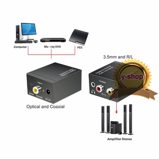 เช็ครีวิวสินค้าOptical Toslink SPDIF Coax Digital to Analog Audio Converter Adapter RCA R/L+สายoptical 1ม*