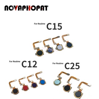 Novaphopat เครื่องสแกนลายนิ้วมือ สําหรับ OPPO Realme C25 C15 C12 Power C11 Touch ID Fingerprint Sensor Home Button Return Flex Cable Ribbon