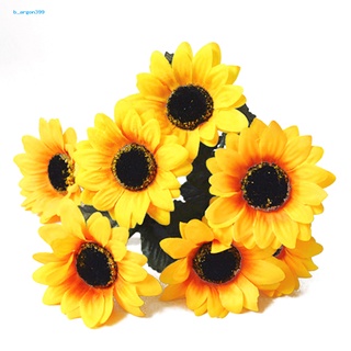 [NE] 1 Bouquet 7 Heads Artificial Sunflower Faux Silk Flowers Home Wedding Decor