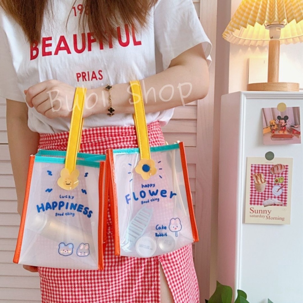กระเป๋าถือ-bentoy-milkjoy-แบบใส-pvc-มี-2-ลายให้เลือก-น่ารักมาก-สีสันสดใส