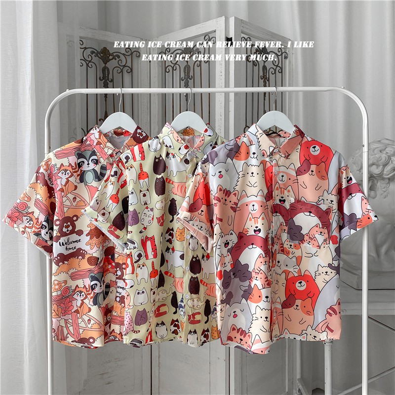 รูปภาพสินค้าแรกของเสื้อฮาวาย เสื้อเชิ้ตการ์ตูนญี่ปุ่น  เสื้อฮาวาย Unisex
