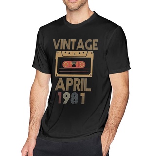 เสื้อท็อปส์ เทป April 1981 1981 สีเทาเข้ม สไตล์วินเทจ สําหรับผู้ชาย