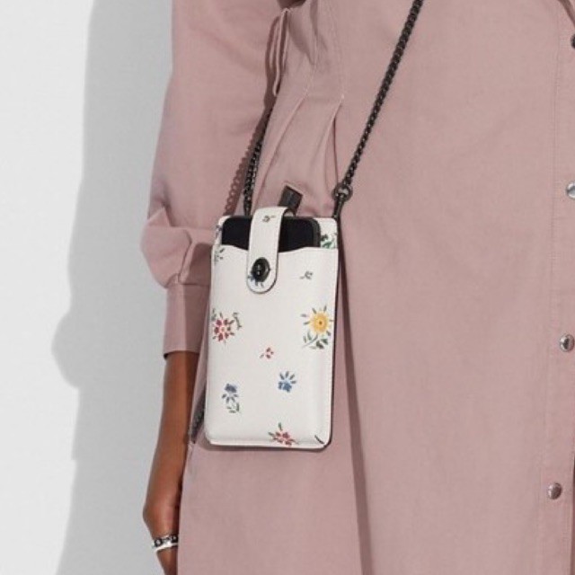 0 COACH TURNLOCK CHAIN PHONE CROSSBODY WITH WILDFLOWER PRINT 809