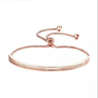 สร้อยข้อมือหุ้มทองชมพู Rose Gold Plated ประดับคริสตัลแท้