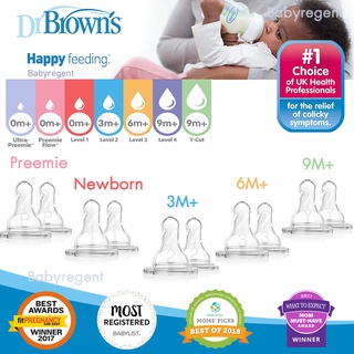 แท้ 100% USA Dr.Browns จุกนม ขวดคอแคบ  Silicone Narrow Neck Options Nipple