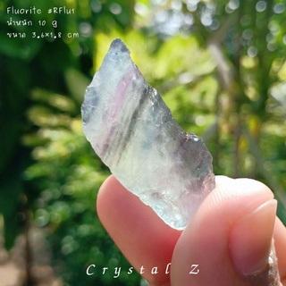 ฟลูออไรต์ | Fluorite 🍏🌈 #RFlu1#หินดิบ สีเขียว 💚 ส่องแสง ใส ม่วงคาดกั้น หินธรรมชาติ หินสะสม
