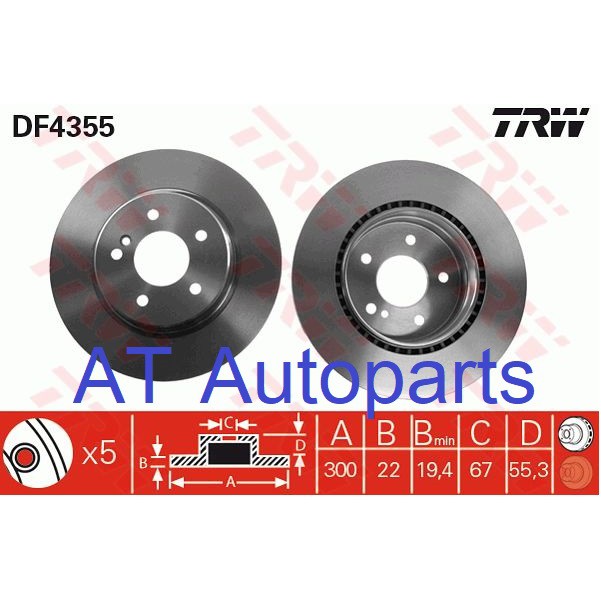 จานเบรค-จาน-หลัง-benz-r171-slk-55-amg-2004-2011-df4355-ราคาต่อใบ