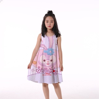 ชุดเดรส พิมพ์ลายกระต่ายน่ารัก ทรงหลวม สวมใส่สบาย แฟชั่นฤดูร้อน