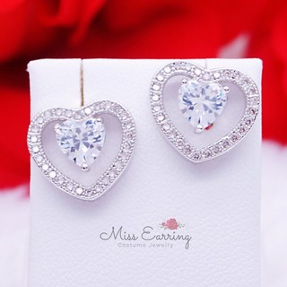 Miss Earring ต่างหู cz ตุ้มหู cz ต่างหูติดหู ต่างหูหัวใจ ต่างหูเงิน อะไหล่เงิน น้ำหนักเบา ปราศจากนิเกิ้ล น่ารัก พร้อมส่ง