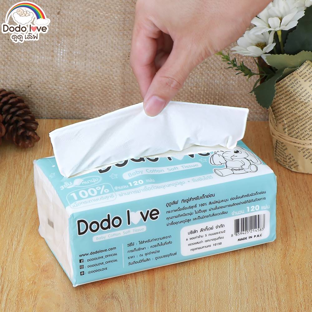 ภาพหน้าปกสินค้าทิชชู่ สำหรับเด็กอ่อน หนานุ่ม 3 ชั้น DODOLOVE Baby Cotton Soft Tissue เนื้อกระดาษบริสุทธิ์ 100% จากร้าน lookmeebabyproducts บน Shopee