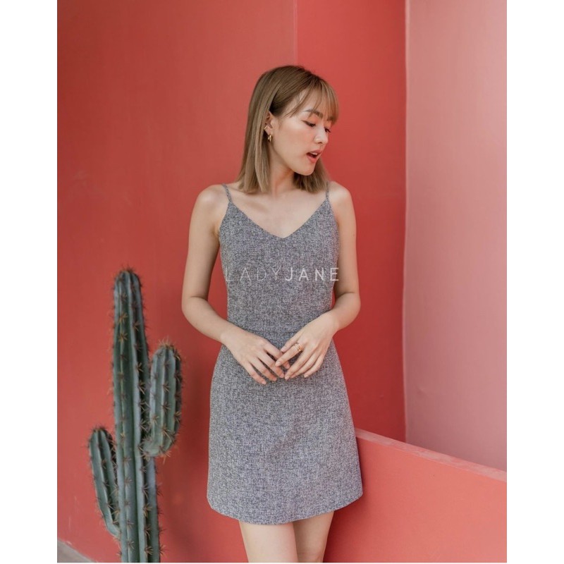 ladyjane-lj125-tammy-dress-size-s-chanel-grey-limited-edition-เดรสสายเดี่ยวสีเทาผ้าชาแน