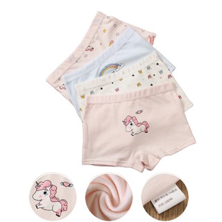 สินค้า กางเกงในบ๊อกเซอร์เด็กผู้หญิงผ้า Cotton ลายยูนิคอร์ (แพ็ค 4 ตัว)