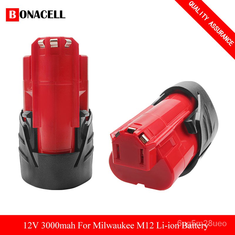 2 Batteries Waitley 12V 6.0Ah Li-ion - Compatible Milwaukee M12 - Pour Outils Sans Fil M12