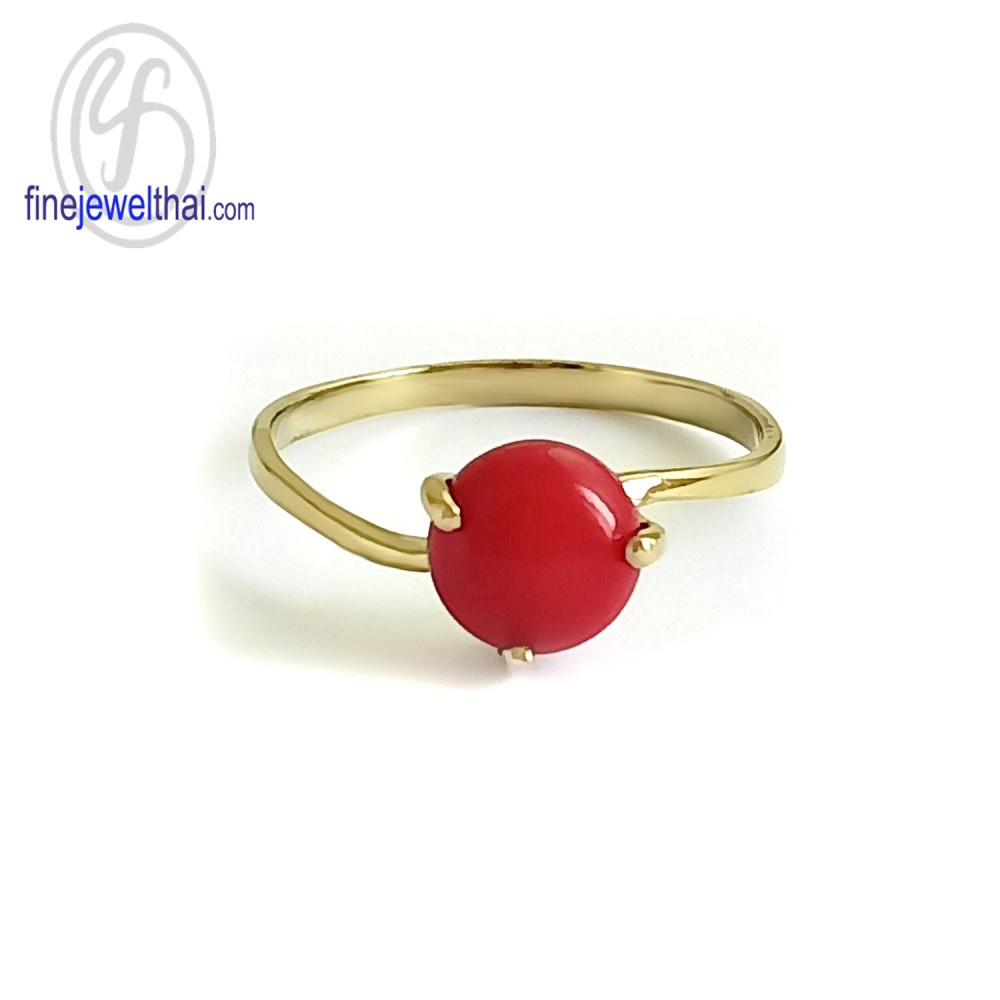 finejewelthai-แหวนประการัง-แหวนเงินแท้-ชุบทอง-coral-silver-gold-ring-r1016cr-g