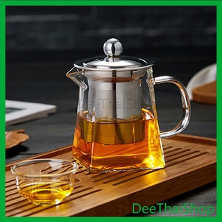 DeeThai กาชงชา กาแก้ว  ตัวกรองสแตนเลส ก้นออกแบบเป็นเหลี่ยม ไลฟ์สไตล์เม็กซิโก Glass teapot