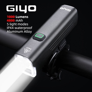 Giyo ไฟฉาย 1000 Lumens ชาร์จ USB 4800mAh กันน้ํา สําหรับจักรยานเสือภูเขา