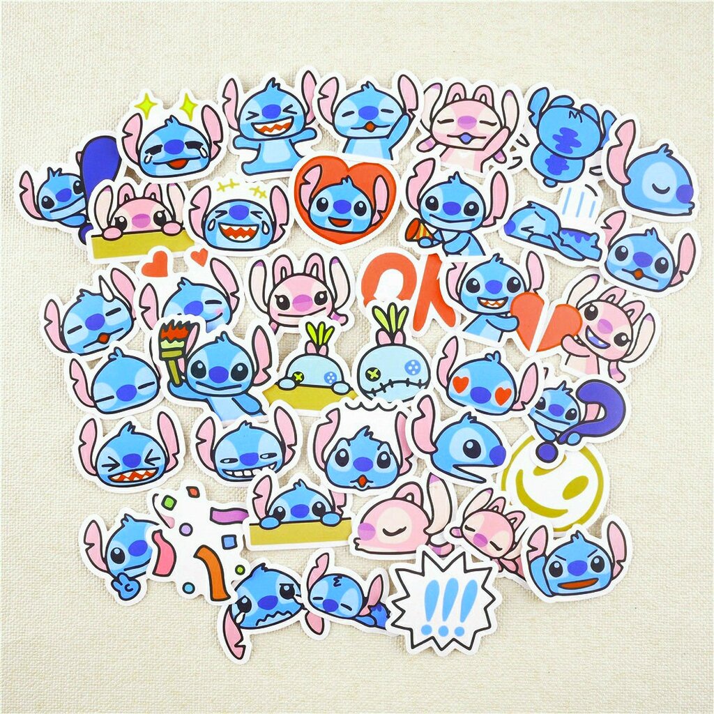 สติ๊กเกอร์-stitch-สติช-หัวกลมๆ-ติดแน่น-กันน้ำ-ติดกระเป๋าเดินทาง-โน้ตบุ้ค-40-ชิ้น-sticker