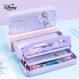 🔥กล่องดินสอ🔥 กล่องใส่เครื่องเขียน Disney สำหรับเด็กนักเรียนเด็กอนุบาลกล่องสไตลัสเก็บสามชั้นมัลติฟังก์ชั่น Frozen 2 เจ้